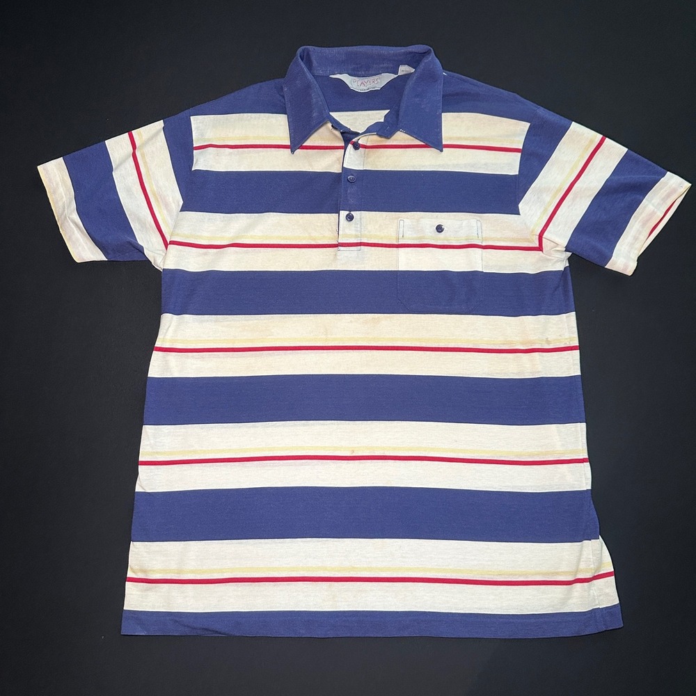 Vintage Players by Van Heusen Striped Polo Shirt‎ XL Short Sleeve Pocket